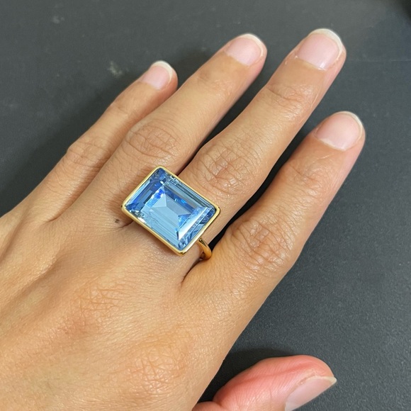 Christian Siriano 14k Gold Plated Ring in Light Blue Crystal Accent | Size 8 - Picture 14 of 14